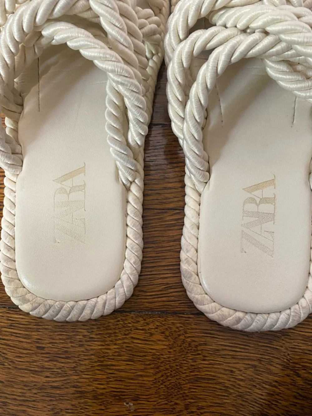 ZARA Beige Knotted Rope Slide Sandals Size 38 - Picture 6 of 7